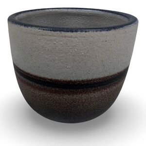 Serra MCM Studio Pottery Bowl Gray Brown Textured Ceramic Signed 3.25in READ